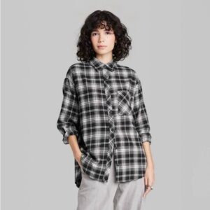 Wild fable black & cream plaid flannel nwt